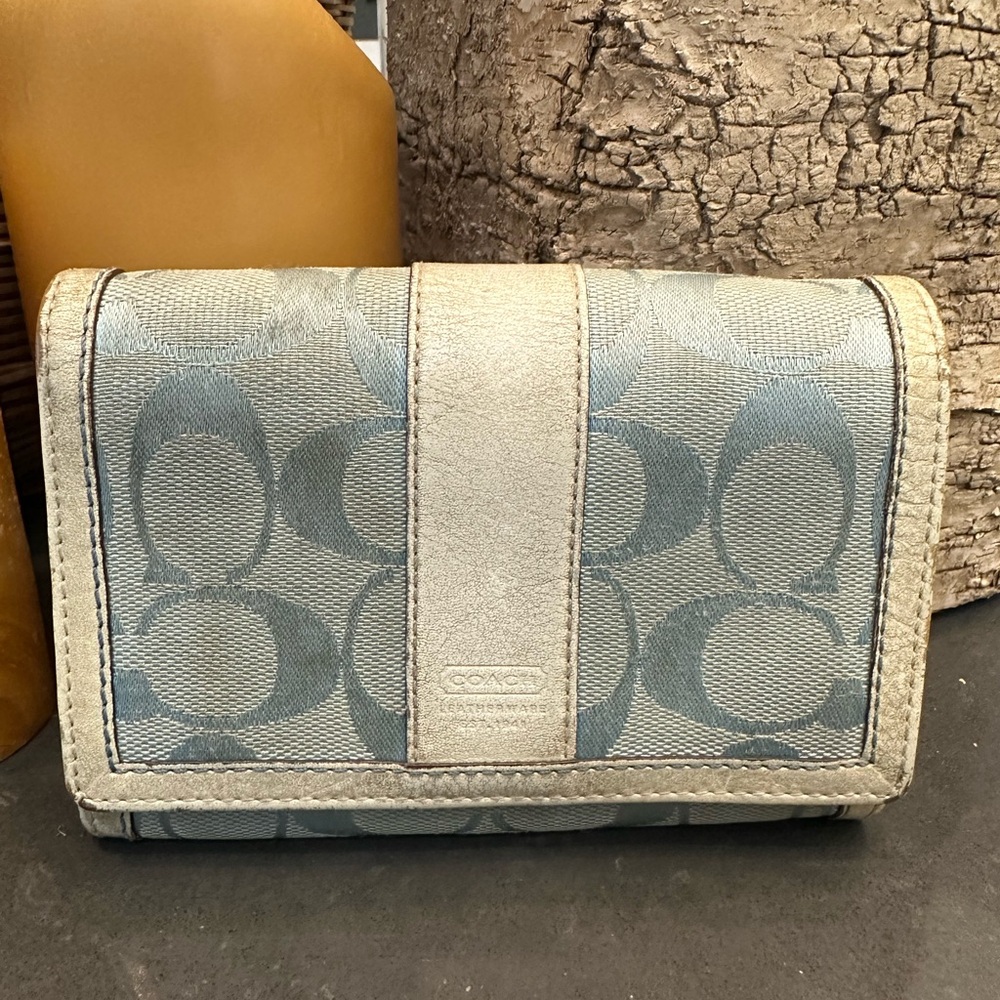 Coach Blue and Cream Wallet